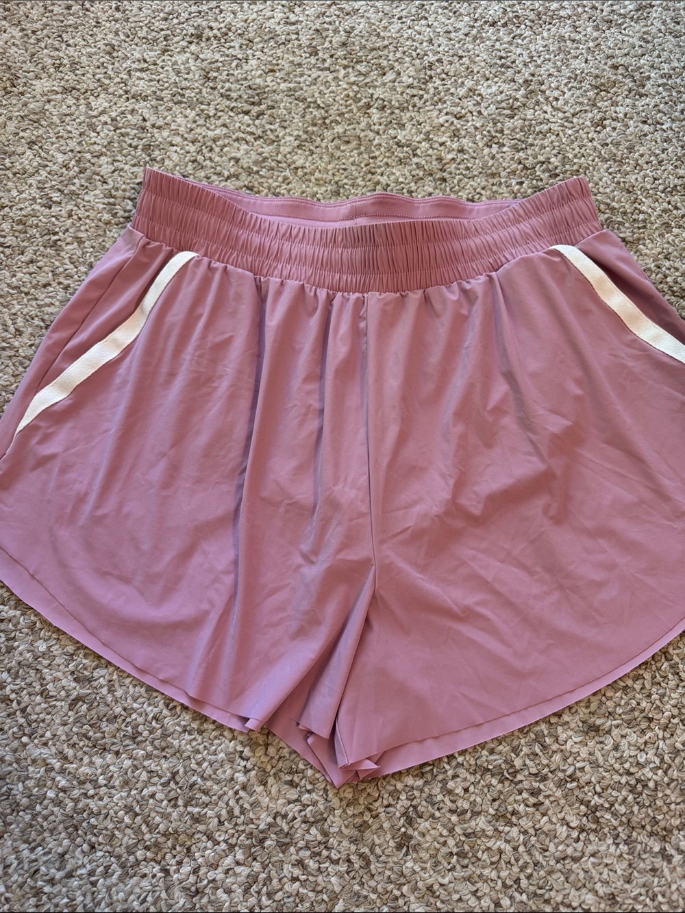 all in motion Mauve Pink Athletic Shorts with White Trim
